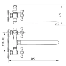 Смеситель для ванной ZERIX D5Q 827 (ZX0010)