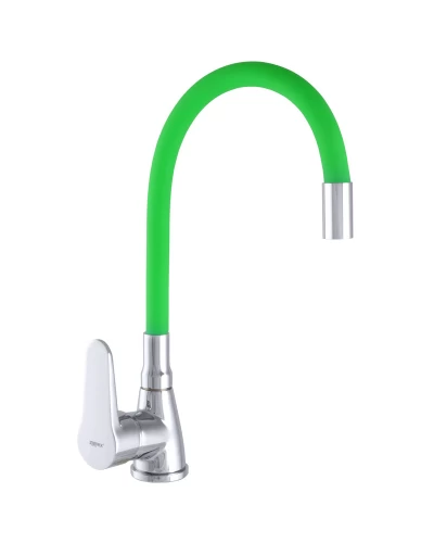 Смеситель для кухни ZERIX SOP7 146 с зеленым гибким изливом (ZX2656)