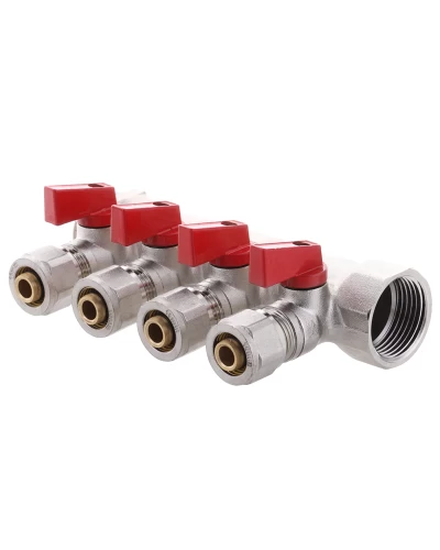 Коллектор с шаровыми кранами и фитингом KOER KR.1126-4 1"x4 WAYS (KR2840)