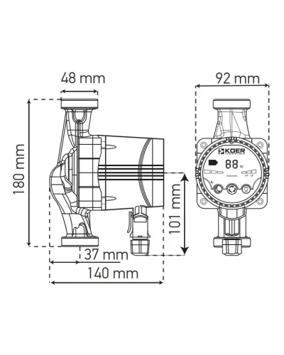 Насос циркуляционный энергосберегающий KOER KP.N25/6-180 (KP0247)