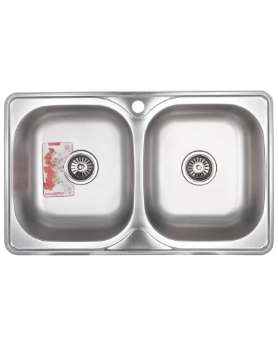 Мойка кухонная ZERIX Z7848D-08-180E DOUBLE (SATIN) (ZS0578)
