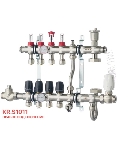 Колектор з вбудованим зміш. вузлом KOER KR.S1011-4 1 "х4 SUS304 і євроконус 3/4-16 (KR2927)