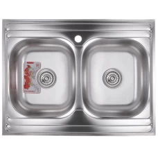 Кухонная мойка ZERIX Z8060B-08-180MD DOUBLE (micro decor) (ZS0611)