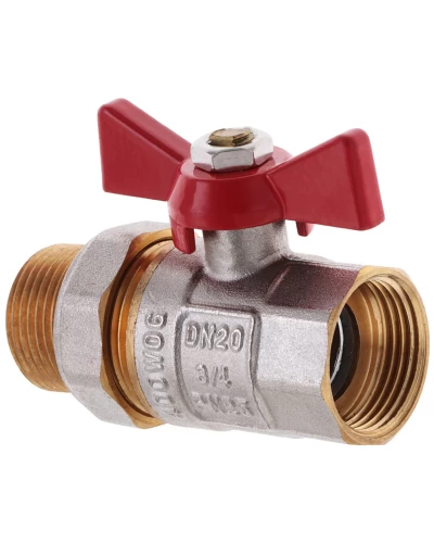 Кран с американкой 3/4" прямой WATERPRO красный (WP0152)