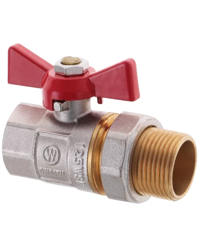 Кран с американкой 3/4" прямой WATERPRO красный (WP0152)