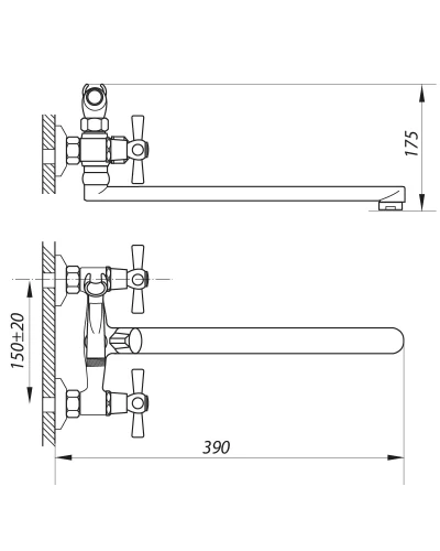 Смеситель для ванной ZERIX DMT-B 827 (ZX3050)