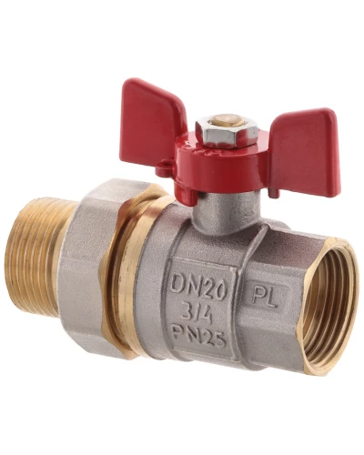 Кран с американкой 3/4" FERRO PL art. 400 (латунный шар) (FE0555)
