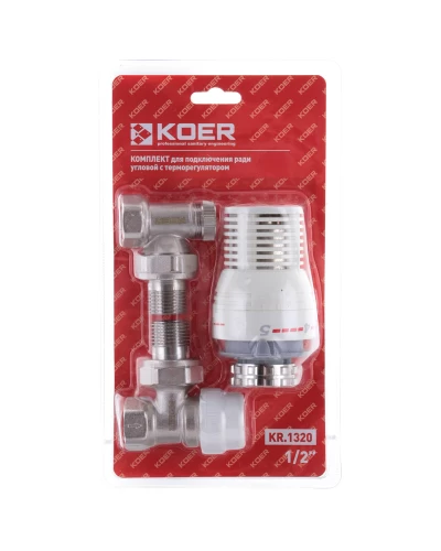 Комплект для підключення радіатора 1/2'' (кутовий) з термоголовкою KOER KR.1320 (KR2658)