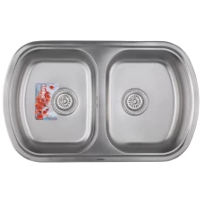 Мойка кухонная HAIBA 80x49 DOUBLE (satin) (HB0652)
