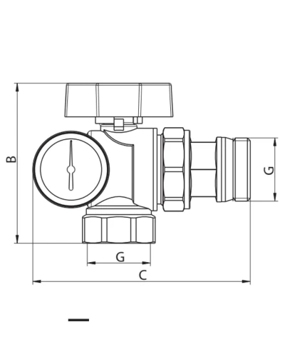 Кран с американкой "антипротечка" с термометром KOER KR.1033-Gi - 1'' (KR2894)