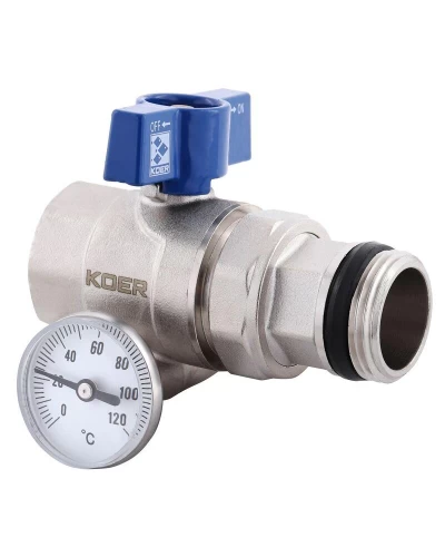 Кран с американкой "антипротечка" с термометром прямой KOER KR.1032-Gi - 1" (KR2893)