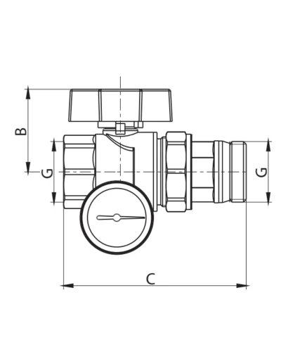 Кран с американкой "антипротечка" с термометром прямой KOER KR.1032-Gi - 1" (KR2893)