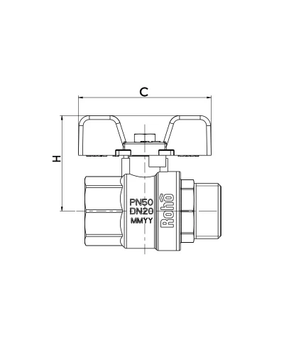 Кран шаровой Roho R101-050B - 1/2" (RO0092)