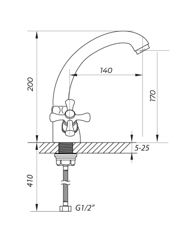 Змішувач для умивальника ZERIX TLC 722 (ZX0163)