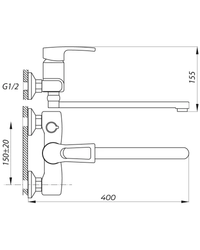 Змішувач для ванни ZERIX JLB 181 (ZX2943)