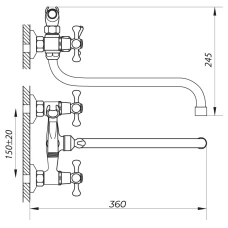 Смеситель для ванной ZERIX DMT 722 (ZX0017)