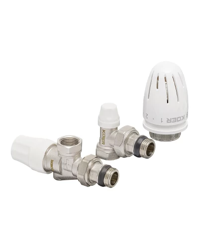 Комплект для подключения радиатора KOER SET-13 - 1/2"x1/2" (осевой) с термоголовкой ВЗ (KR3176)