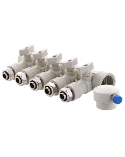 Коллектор распределительный 5-way с фитингом (40x20) PPR KOER K0193.PRO (KP2558)