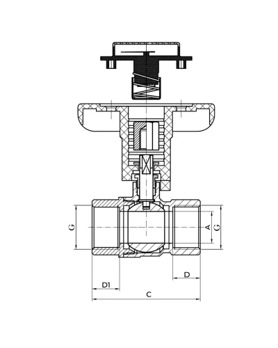 Кран кульовий з пластиковою ручкою та термометром KOER KR.240 - 1" ГГ (KR3119)
