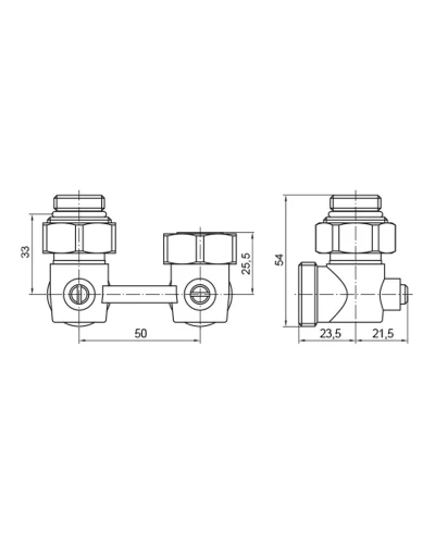 Узел нижнего подключения углового радиатора с шаровым затвором 3/4"x1/2" KOER KR.1134 (KR3115)
