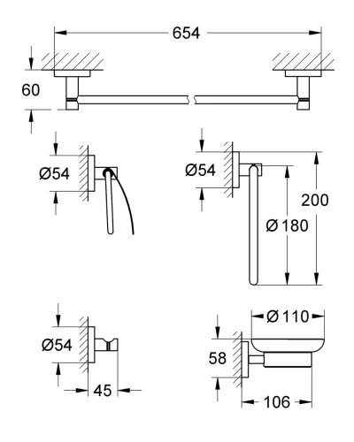 Набор аксессуаров 5 в 1 Grohe Essentials New (40344001)