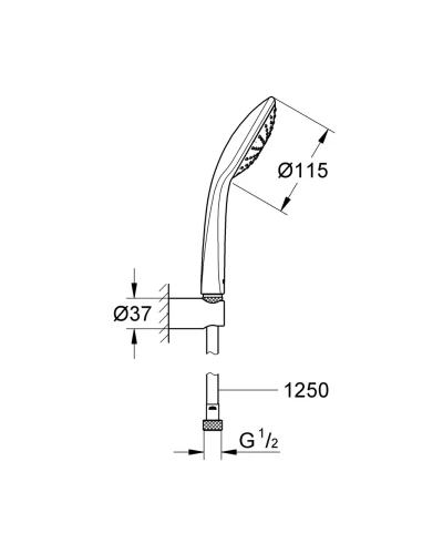 Душевой набор с держателем. 1 режим струи Grohe Euphoria (27354000)