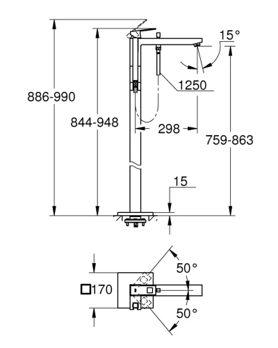 Напольный смеситель для ванны Grohe Eurocube (23672001)