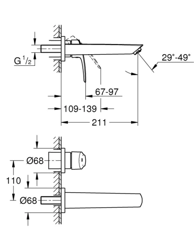 Смеситель для раковины скрытого монтажа Grohe Eurosmart New (29338003)