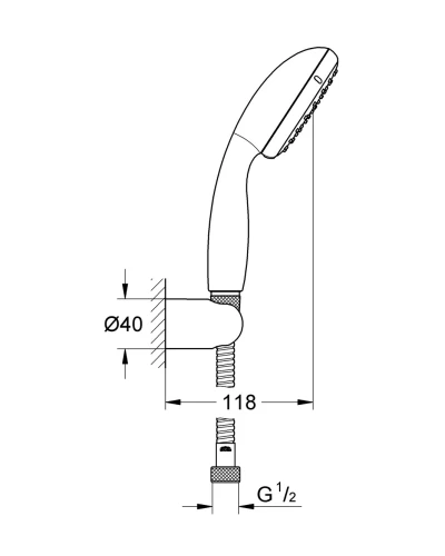 Душовий набір з тримачем. 2 режими струменю Grohe New Tempesta Classic (26164001)