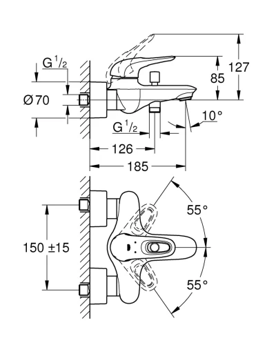 Смеситель для ванны Grohe Eurostyle (33591003)