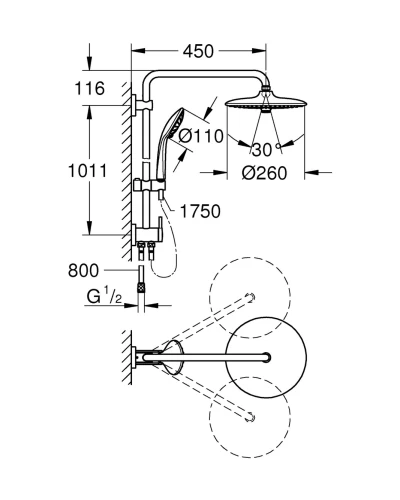 Душевая система с переключателем Grohe Euphoria System (27421002)