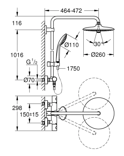 Душевая система с термостатом для душа Grohe Euphoria System (27296002)