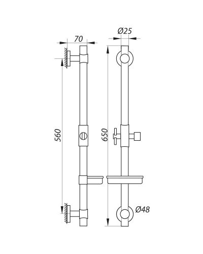 Стійка для душу ZERIX L1106 з мильницею (без шланга та лійки) (LL1758)