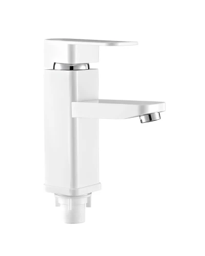 Смеситель для умывальника PLAMIX Kub-001 White (с подводкой) (PM0611)