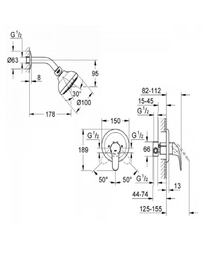 Grohe Euroeco New 26000004 душевой комплект скрытого монтажа (32742000+26088001)