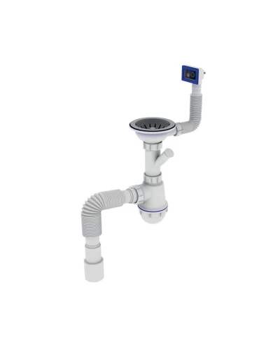 Сифон для кухни ZERIX SK-02-B 3 1/2"x40 с резьбовым выпуском и отводом для стиральной машины (ZX495)