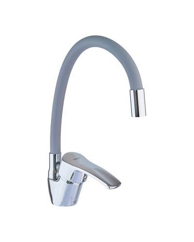Смеситель для кухни Zerix YUB 279 Reflector Gray с серым гибким изливом (ZX4654)