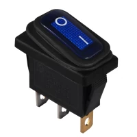 KCD3-101NW BL/B 220V Переключатель 1 клав. влагоза. синий с подсветкой