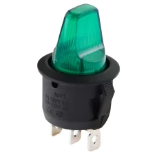 KCD1-5-101NH GR/B 220V Перемикач 1 клав. високий зелений з підсвічуванням