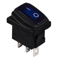 KCD1-2-101NW BL/B 220V Переключатель 1 клав. влагоза. синий с подсветкой
