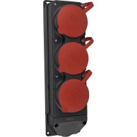 Колодка каучуковая 3Р+РЭ с защитными крышками трехместная (3×25А) IP44