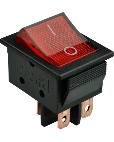 KCD2-6-201N R/B 30А 220V Переключатель 1 клав. красный с подсветкой
