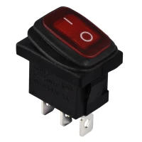 KCD1-2-101NW R/B 220V Переключатель 1 клав. влагоза. красный с подсветкой