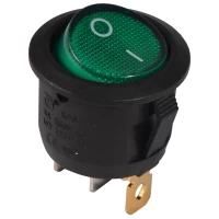 KCD1-5-101N GR/B 220V Переключатель 1 клав. круглый зеленый с подсветкой