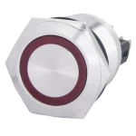 TYJ 22-271 Кнопка металлическая плоская с подсветкой, 1NO+1NC, красная 24V.