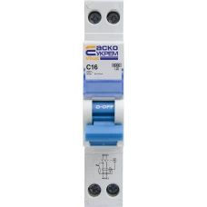 Устройство защитного отключения с защитой от сверхтоков UTrust 1P+N (18 mm) 16А C 30mА AC
