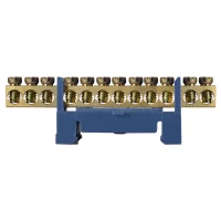 BC-512 6х9 12 отв. Нулевая шина с изолятором на Din-рейке
