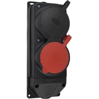 Колодка каучуковая 3Р+РЭ с защитными крышками двухместная (1×25А/1×16A*2P+PE) IP44