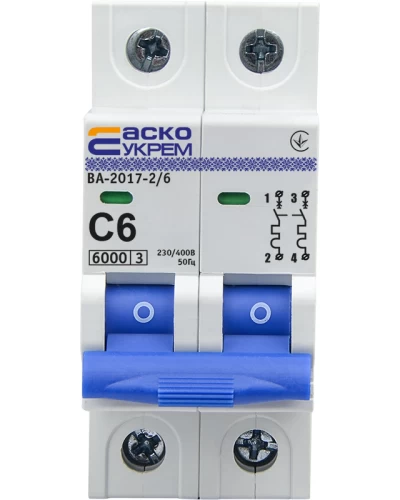 Автоматичний вимикач УКРЕМ ВА-2017/С 2р 6А АСКО