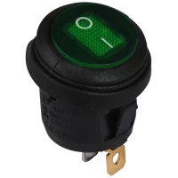 KCD1-5-101NW GR/B 220V Переключатель 1 клав.круглый влагоз. зеленый с подсветкой